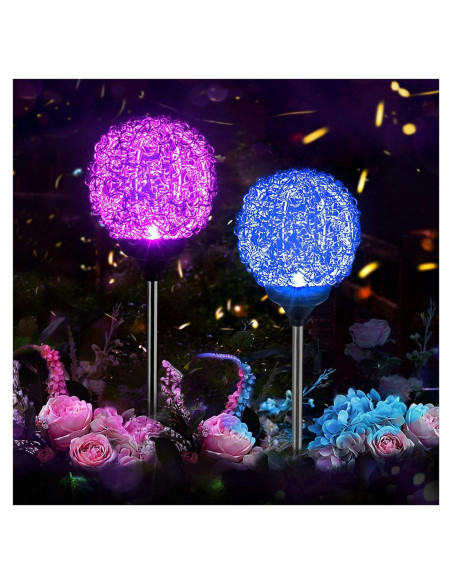 Luces de Jardín Solares LED MMHF Esféricas 2 Piezas IP65