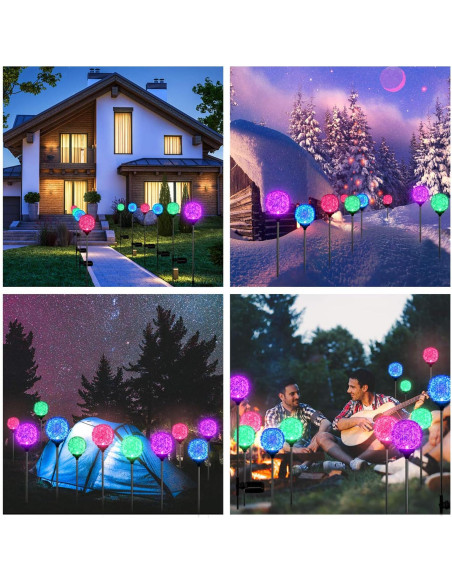 Luces de Jardín Solares LED MMHF Esféricas 2 Piezas IP65