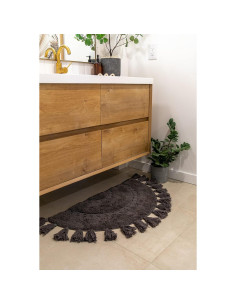 Alfombra de Baño Boho Hecha a Mano BIEN BEAU - Paquete de 2 - Gris Carbón 42x22 2