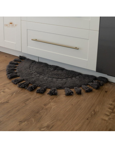Alfombra de Baño Boho Hecha a Mano BIEN BEAU - Paquete de 2 - Gris Carbón 42x22