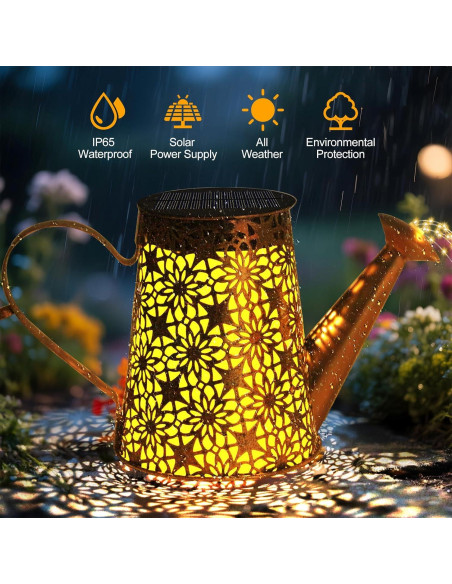 Regadera Solar Decorativa con 90 LEDs y Panel Solar HE-28