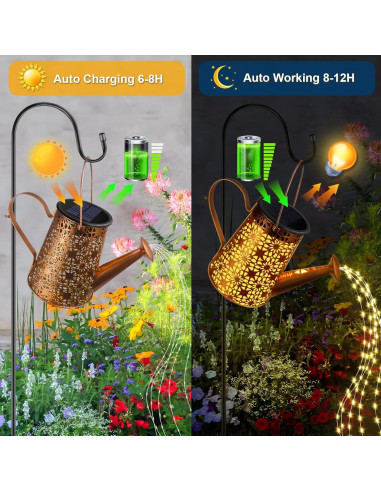 Regadera Solar Decorativa con 90 LEDs y Panel Solar HE-28