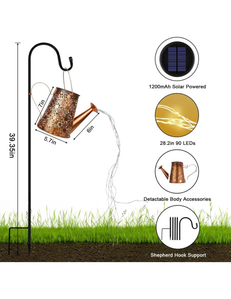 Regadera Solar Decorativa con 90 LEDs y Panel Solar HE-28