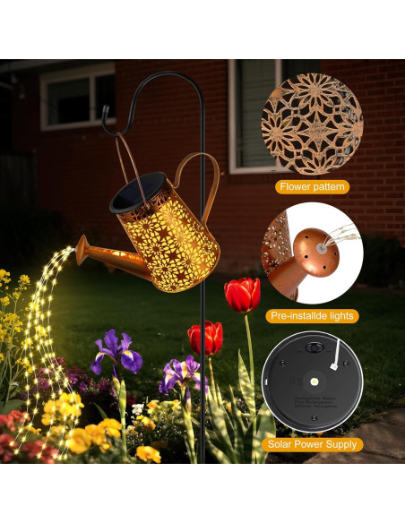 Regadera Solar Decorativa con 90 LEDs y Panel Solar HE-28