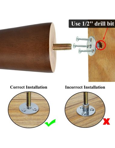 Patas de Madera AORYVIC 10 cm Color Marrón - Paquete de 4