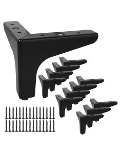 Juego de 12 Piernas de Muebles Acrux7 10.16 cm Metal Negro