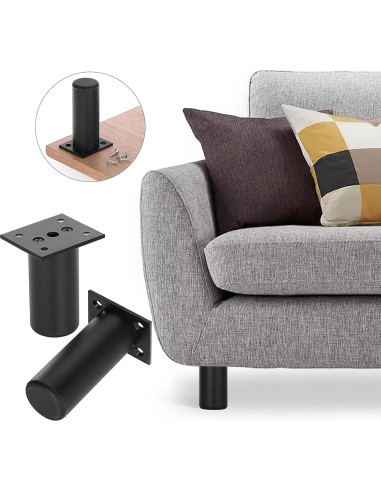 Patas de Mueble Ajustables Sumnacon 4 Pcs 10cm Aluminio Negro