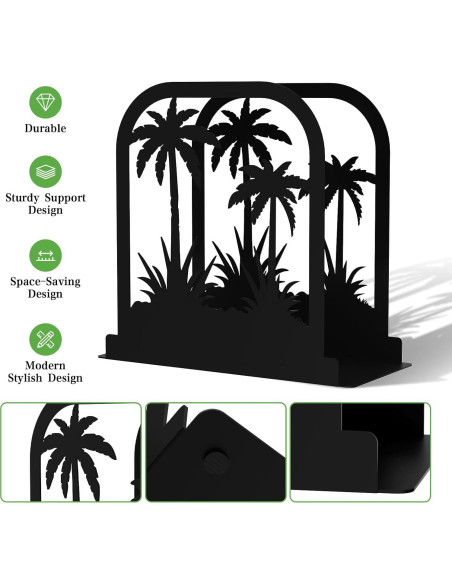 Soporte de Servilletas de Metal Negro con Diseño de Árbol de Coco