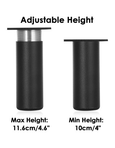 Patas de Mueble Ajustables Sumnacon 4 Pcs 10cm Aluminio Negro
