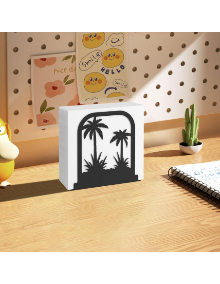 Soporte de Servilletas de Metal Negro con Diseño de Árbol de Coco