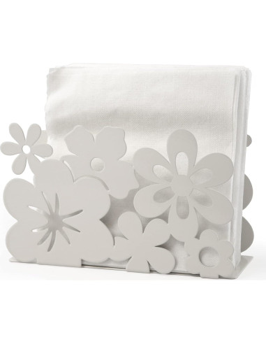 Soporte de Servilletas Mango Steam Blanco Moderno Metal 10.16 cm