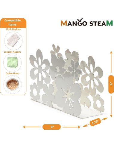 Soporte de Servilletas Mango Steam Blanco Moderno Metal 10.16 cm