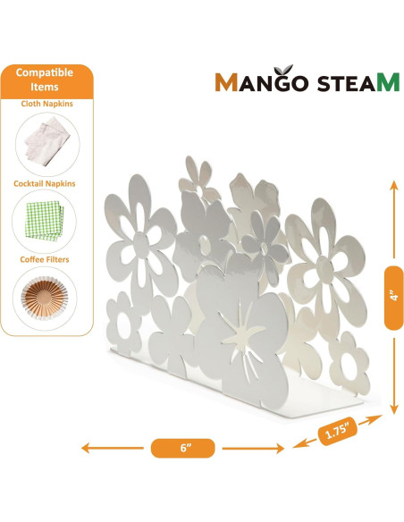 Soporte de Servilletas Mango Steam Blanco Moderno Metal 10.16 cm