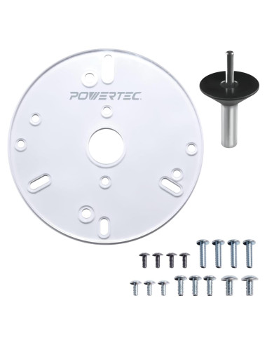 Placa Base Router POWERTEC 6.5" con Cono y Pin de Centrados