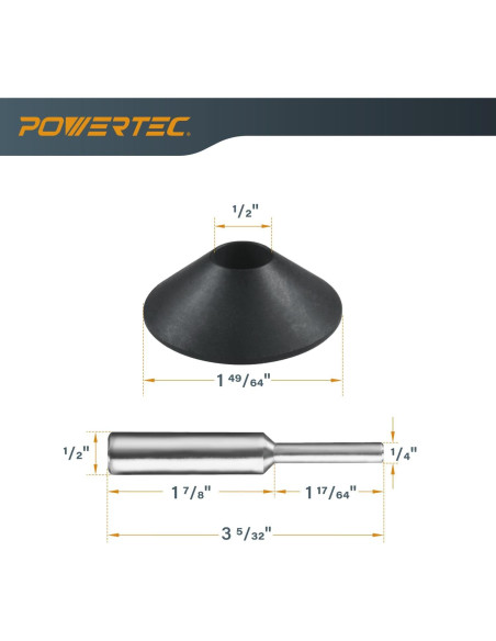 Placa Base Router POWERTEC 6.5" con Cono y Pin de Centrados