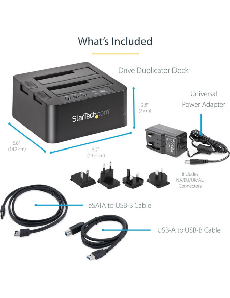 Duplicador de Disco Duro StarTech.com 2 Bahías USB 3.0 eSATA