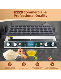 Hehinton Mini Maker de Pancakes 50 Agujeros 1700W Antiadherente 2