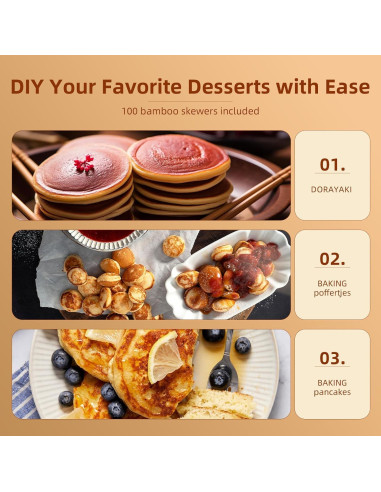 Hehinton Mini Maker de Pancakes 50 Agujeros 1700W Antiadherente