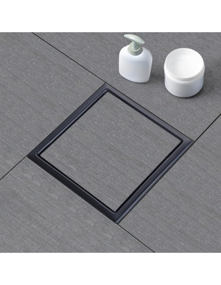 Desagüe de Ducha SaniteModar 15x15 cm Acero Inoxidable Negro Mate