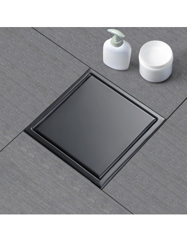 Desagüe de Ducha SaniteModar 15x15 cm Acero Inoxidable Negro Mate