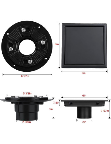 Desagüe de Ducha SaniteModar 15x15 cm Acero Inoxidable Negro Mate