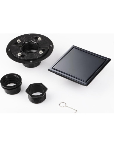 Desagüe de Ducha SaniteModar 15x15 cm Acero Inoxidable Negro Mate