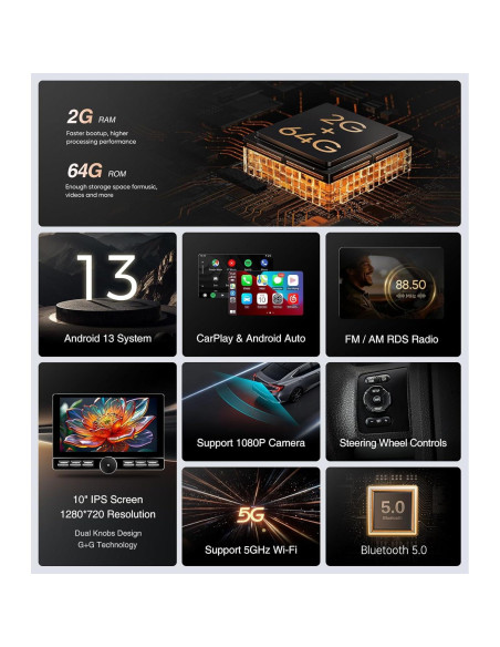 Estéreo de Coche AINAVITO para Ford F150 2004-2008, 10" QLED