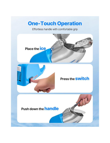 Máquina Trituradora de Hielo VEVOR 130kg/h 300W Azul