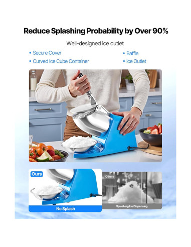 Máquina Trituradora de Hielo VEVOR 130kg/h 300W Azul