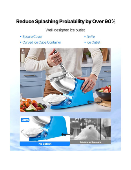 Máquina Trituradora de Hielo VEVOR 130kg/h 300W Azul