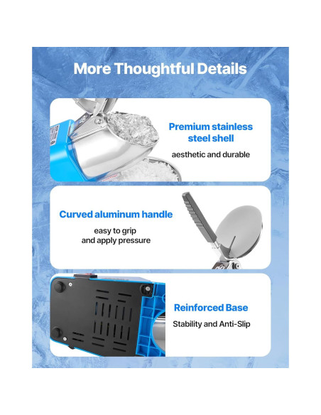 Máquina Trituradora de Hielo VEVOR 130kg/h 300W Azul