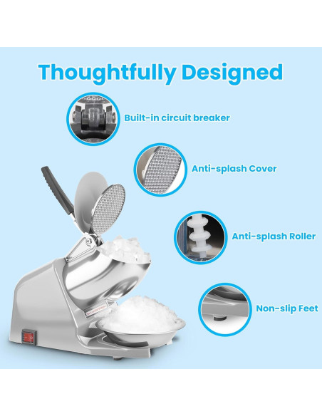 Trituradora de Hielo Eléctrica Shcazhcx 65 kg/h Doble Cuchilla