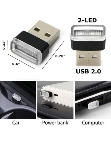 Kit de Iluminación LED Interior USB iJDMTOY Azul 2 LEDs