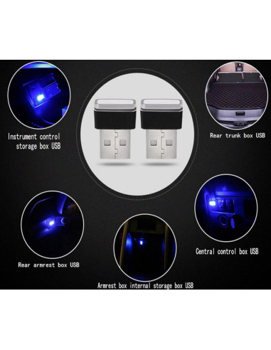 Kit de Iluminación LED Interior USB iJDMTOY Azul 2 LEDs