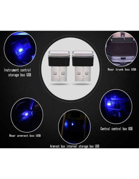 Kit de Iluminación LED Interior USB iJDMTOY Azul 2 LEDs
