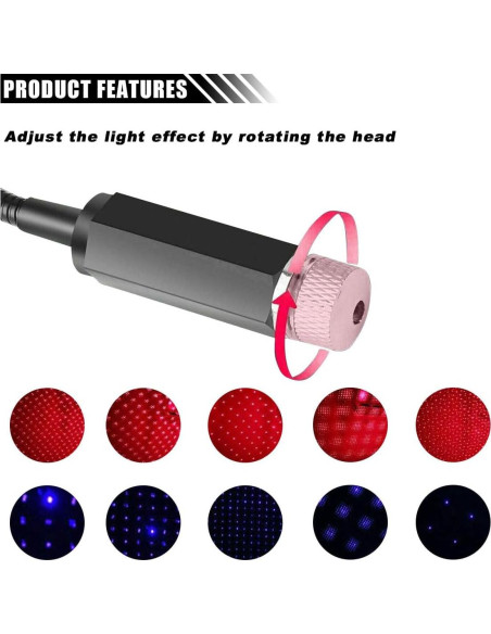 Luces de Techo Estrella USB JOYCOURT 20.34cm Rojo/Púrpura Azul