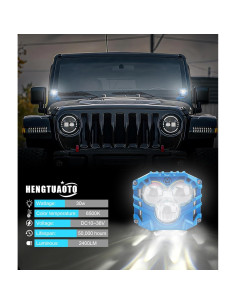 Paquete de 2 luces LED 30W 5400LM HENGTUAOTO para Wrangler JL 2018-2023 2
