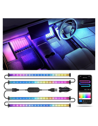 Luces LED interiores para coche SUNLINKCO RGB+IC 72 LED