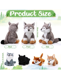 Peluches Lobo Lenwen 5 Piezas - 1 Grande 4 Pequeños 2