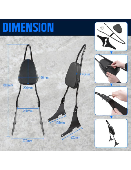 Respaldo para Pasajero Sissy Bar Benlari 2004-2024 Harley Sportster