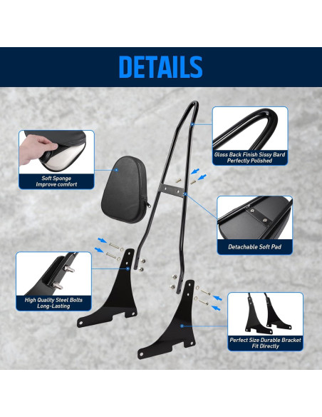 Respaldo para Pasajero Sissy Bar Benlari 2004-2024 Harley Sportster