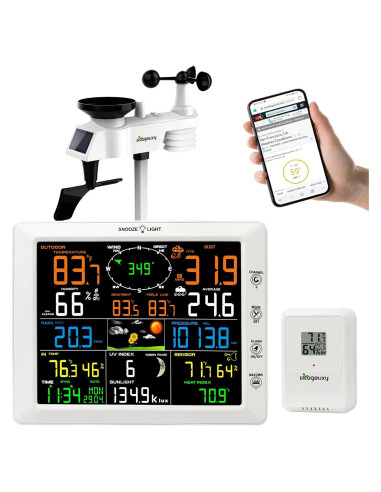 Estación Meteorológica WiFi Urageuxy 7-en-1 con Pantalla 21.5 cm