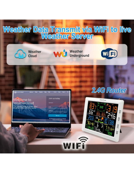Estación Meteorológica WiFi Urageuxy 7-en-1 con Pantalla 21.5 cm
