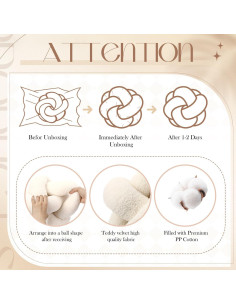 2 Almohadas Redondas con Nudos Beeveer 30 cm Terciopelo Blanco 2