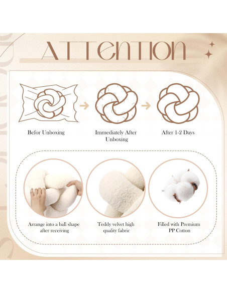 2 Almohadas Redondas con Nudos Beeveer 30 cm Terciopelo Blanco