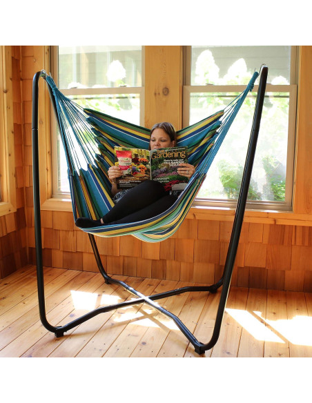 Silla Hamaca Colgante Sunnydaze con Soporte Ahorra Espacio