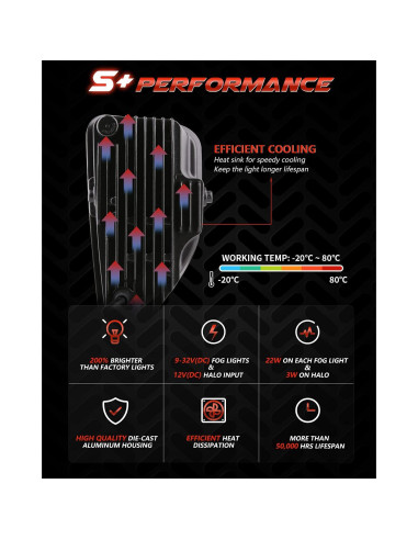 Luces Antiniebla LED 4X4FLSTC para Chevy Silverado 1500 2016-2018