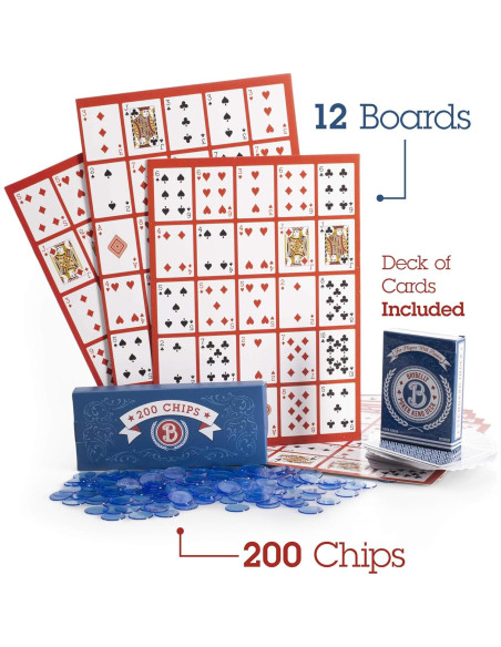 Juego de Keno de Póker Brybelly con 24 Tableros y Fichas