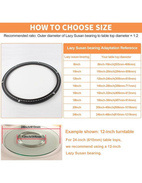 Base Giratoria Lazy Susan TamBee 20 Pulgadas 204 kg Negro