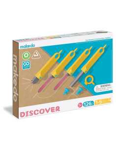 Makedo Caja de Herramientas de Cartón 126 Piezas para Niños 4-13 Años